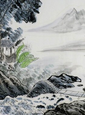 GG纯手绘字画中式客厅办公室装饰画刘云方四尺斗方国W画山水画 A