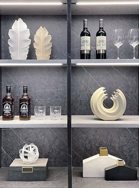样板间酒柜简约家k居摆件软装饰品酒杯蜡烛陶瓷玻璃工艺品ZH3261