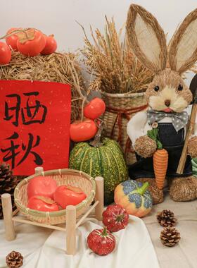 竹编秋千架装饰摆件幼儿园晒秋