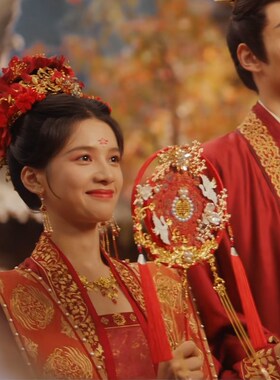 惜花芷同款团扇结婚新娘duiy材料包喜扇中式婚礼秀禾古风汉服成品