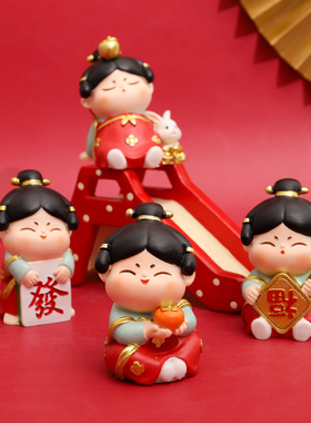 唐仕女新年桌面闺蜜礼物元旦装饰国潮风摆件客厅装饰解压治愈系