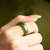 Xinhao Mining Hetian jade jasper square ring ring has mineral spots for men and women national style ring width 5 thickness 4mm