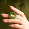 Xinhao Mining Hetian jade jasper square ring ring has mineral spots for men and women national style ring width 5 thickness 4mm