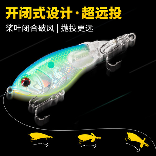 TRUSCEND传盛水面拖拉机微物拟饵钓鲈鱼翘嘴黑鱼螺旋双桨路亚硬饵 - 图1