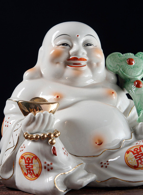 吉祥佛阁创意陶瓷大肚弥勒佛供奉佛E像招财笑佛客厅摆件摆设工艺
