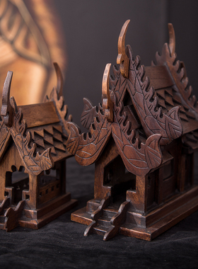 古建筑房子模型小摆件客厅酒柜电视柜桌面装饰家居饰品泰国工艺品