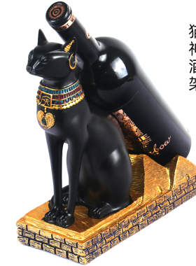 古埃及猫神狮身人面像酒架酒柜装饰品北欧创意现代轻奢.红酒架摆