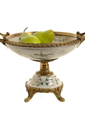 陶瓷配铜孔雀系类家居摆件 客厅玄关壁炉茶几高端奢华软装摆设品