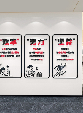 办公室励志标语背景装饰墙贴公司企业亚克力立体布置墙贴自粘墙纸