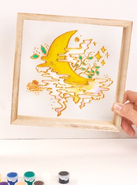 亚克力玻璃画diy材料儿童手工丙烯颜料创意礼物相框画三八妇女节