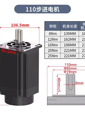 86/110/130步进电机套装16N/20N/35N/50N/60/12N大扭矩电机驱动器