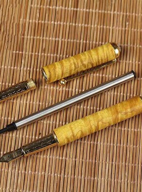 大叶楠木工艺笔双用楠木钢笔圆珠签字笔酸枝黑檀紫檀木质钢笔水波