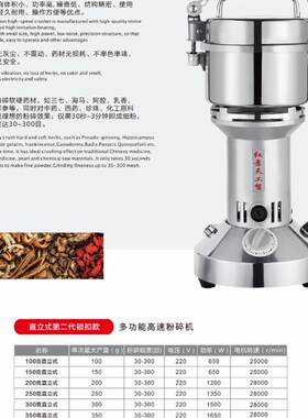 红景天100克 200克 300 400g多功能粉碎机 三七打粉机 珍珠磨粉机