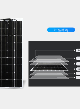 半柔性太阳能板光伏发电板车顶用220v电动车发电系统充12V24V~72V