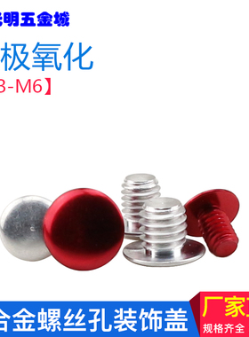 铝合金圆头无槽螺丝彩色螺孔装饰盖螺钉防尘盖红色标记钉M3M4M5M6