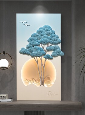 简约高级感轻奢立体入户玄关装饰画过道走廊创R意现代灯光挂画壁