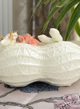 花生摆件陶瓷装饰品家居玄关送闺蜜客厅桌面工艺品房间结婚礼品物