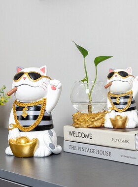 创意招财猫摆件家居轻奢客厅进门玄关开业礼物装饰品乔迁新居礼品