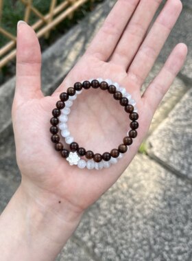 S925银莲花檀木猫眼手串送礼物