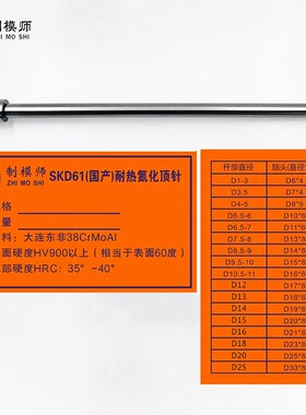 D0.7-D5.9 国产SKD61模具顶针顶杆精密塑胶塑料模具配件非标定做
