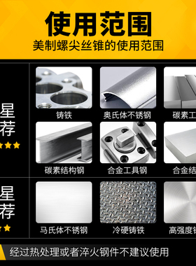美制螺尖机用丝锥先端镀钛丝攻0#-8UNF 1#-64 1-72 2-56 3#-48UNC