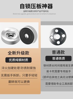 自锁压板新品100角磨机切割片专用易拆卸锁紧压盖/抛光机上下螺母