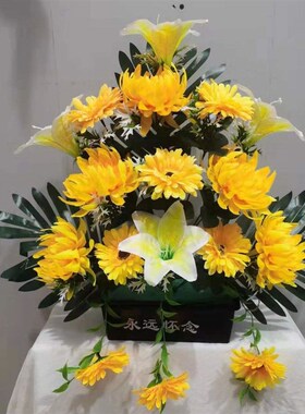 采购产品祭祀花,扫墓前滑丝花,假花,清明塑料模拟菊花花束,花篮
