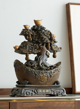 新中式发财树植物陶瓷摆件盆景工艺品招财客厅柜台开业乔迁送礼品