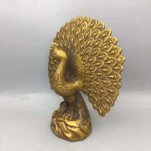 纯铜孔雀开屏摆件仿古孔雀开屏家居装饰工艺品办公纳福礼品 - 图0