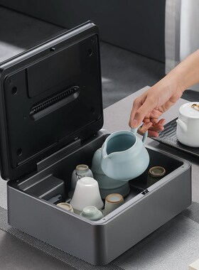 福也茶具消毒盒台式迷你小型消毒柜家用茶杯消毒器烘乾滤水收纳盒