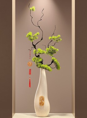 入户玄关柜细长竖高花瓶摆件高级感客厅壁龛插花艺陶瓷招财装饰品