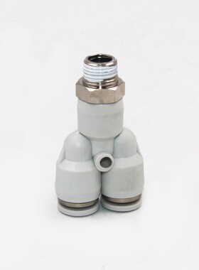 白色气动快插接头PX4-M5/Y型三通螺纹PX6-01/PX8-02/10-03/12-04