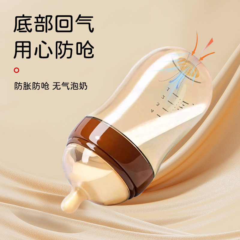新生儿玻璃奶瓶0-6月婴儿防胀气防呛奶瓶官方旗舰店断奶硅胶奶嘴 月官实拍商品图