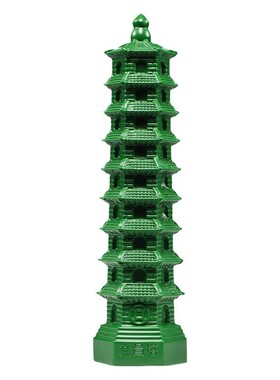 绿色木雕刻9层文昌塔摆件实木九层文昌塔家居客厅装饰送礼工艺品