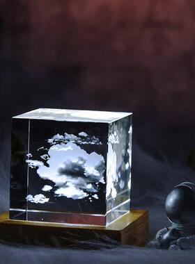 发光月球创意水晶月亮摆件桌面小夜灯宇宙系列情侣生日礼物男女生