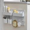 Kitchen perforated board storage rack refrigerator gap storage cabinet door rear slide rail pull-out rack wall-mounted organizing artifact