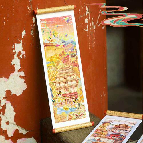 城市卷轴系列北京成都文创旅游城市木质冰箱贴创意礼品磁性纪念品 - 图1