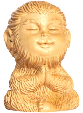 天然黄杨实木雕刻摆件手工雕刻孙悟空萌猴子手把件摆件家居装饰品