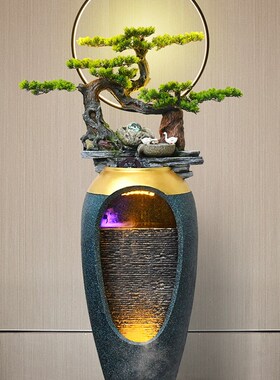 电视柜旁边落地轻奢摆件流水喷泉景观家居客厅玄关装饰品乔迁礼物