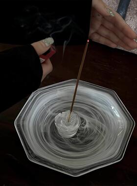法式轻奢白色琉璃八角果盘样板间桌面茶几收纳玄关高级感托 托盘
