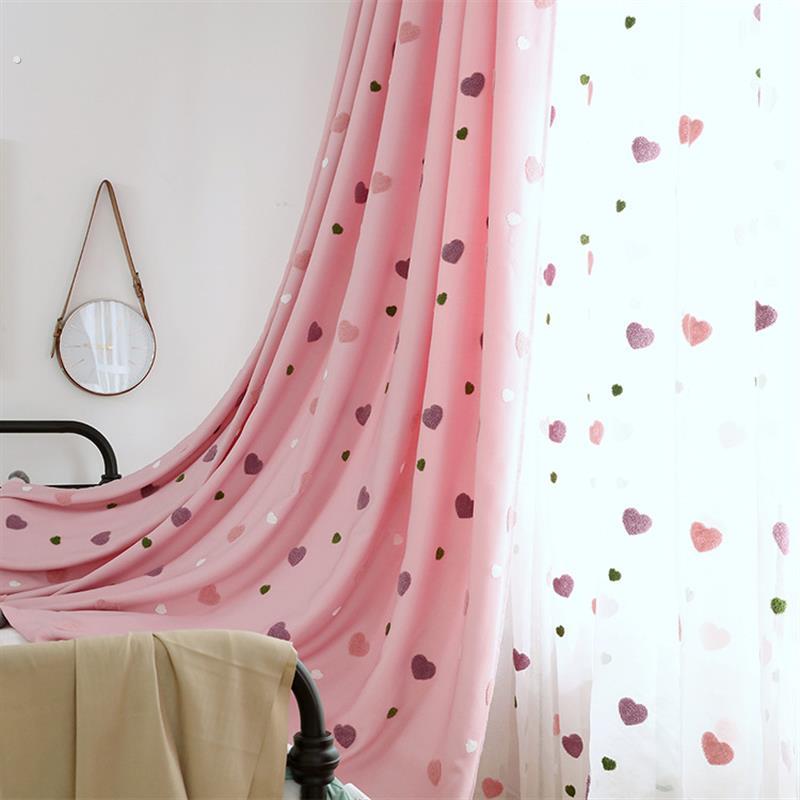 Chinese style simple modern curtains and screens for princess room pink living room bedroom bay window home fabric