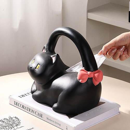 可爱猫纸巾架纸巾盒客厅高档纸抽盒陶瓷猫咪抽纸盒家用摆件创意餐 - 图3
