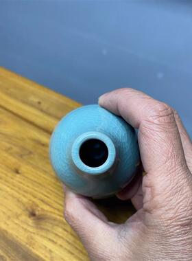 原产地汝瓷葫芦瓶仿古釉花瓶花器高档家居摆件中式陶瓷冰裂纹酒壶