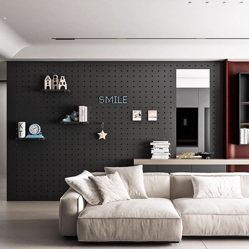 Entrance entrance hole board storage black customized solid wood bedroom storage hanging clothes gaming room decoration display rack