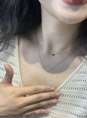 微笑项链女18k金钻石锁骨链s925纯银简约轻奢设计感颈链女
