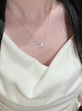 s925通体银小天鹅项链女优雅气质锁骨链情人节生日礼物送礼盒