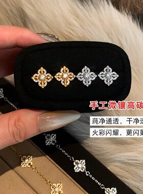 s925纯银复古时尚精致镂空金刚杵耳钉轻奢小众百搭高级感耳环