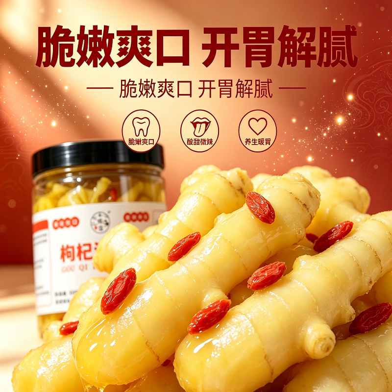 枸杞嫩姜芽瓶装400g泡菜开胃菜