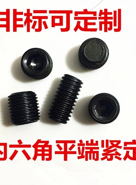 GB77内六角8.8级平端紧定螺丝M20顶丝平头机米无头止付螺钉