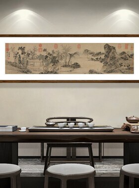 文征明林榭煎茶图国画新中式客厅背景墙装饰画办公室茶室风景挂画
